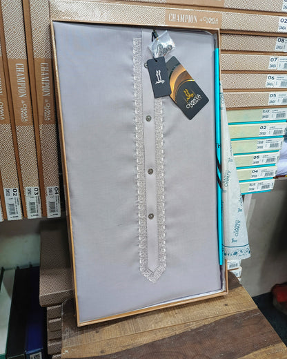 Cool Gray Cotton Embroidery Gala Unstitched Article 408