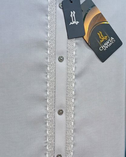 Cool Gray Cotton Embroidery Gala Unstitched Article 408