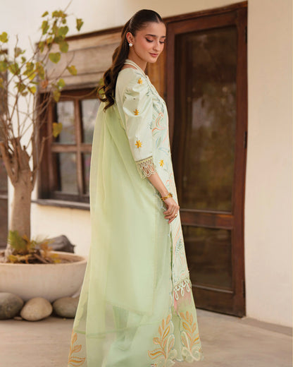 Angan Lawn – Fully Embroidered – Light  Parrot Green