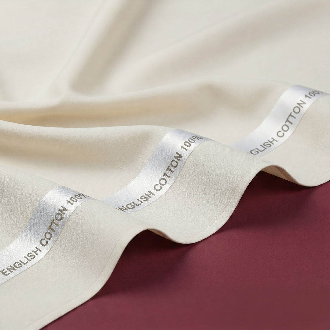 Royals Loom English Cotton Unstitched Suit – Off White