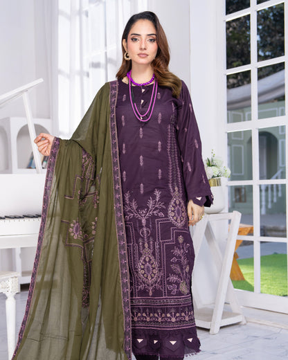 Alif Lawn – Fully Embroidered –  Purple