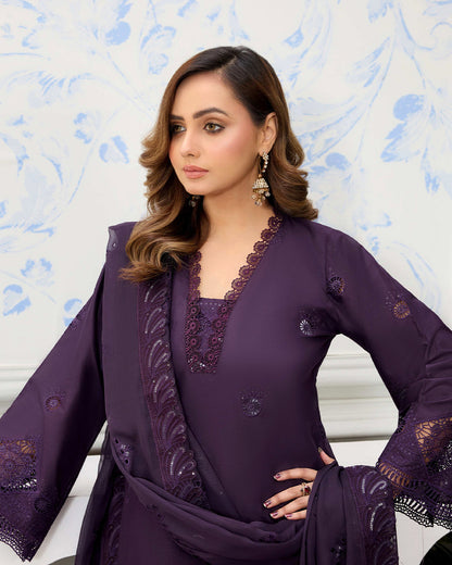 Palwasha Lawn – Fully Embroidered Shirt – Neel Afsana Purple