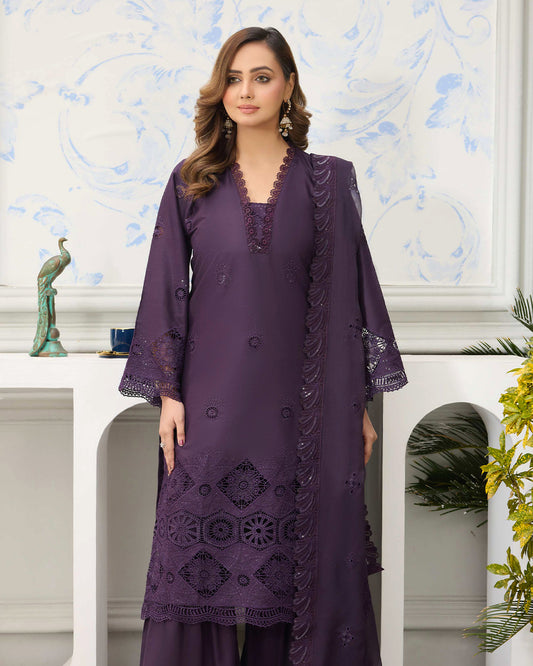 Palwasha Lawn – Fully Embroidered Shirt – Neel Afsana Purple
