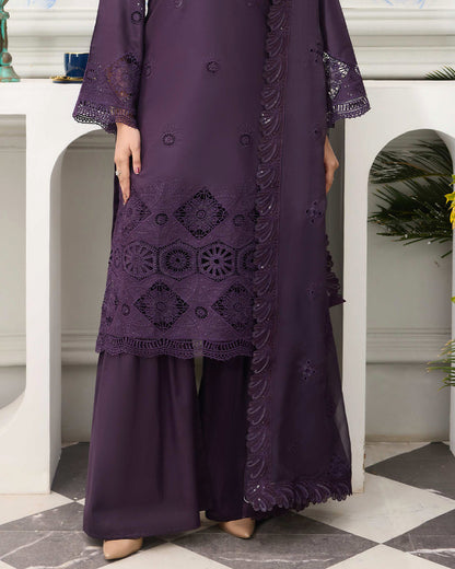 Palwasha Lawn – Fully Embroidered Shirt – Neel Afsana Purple