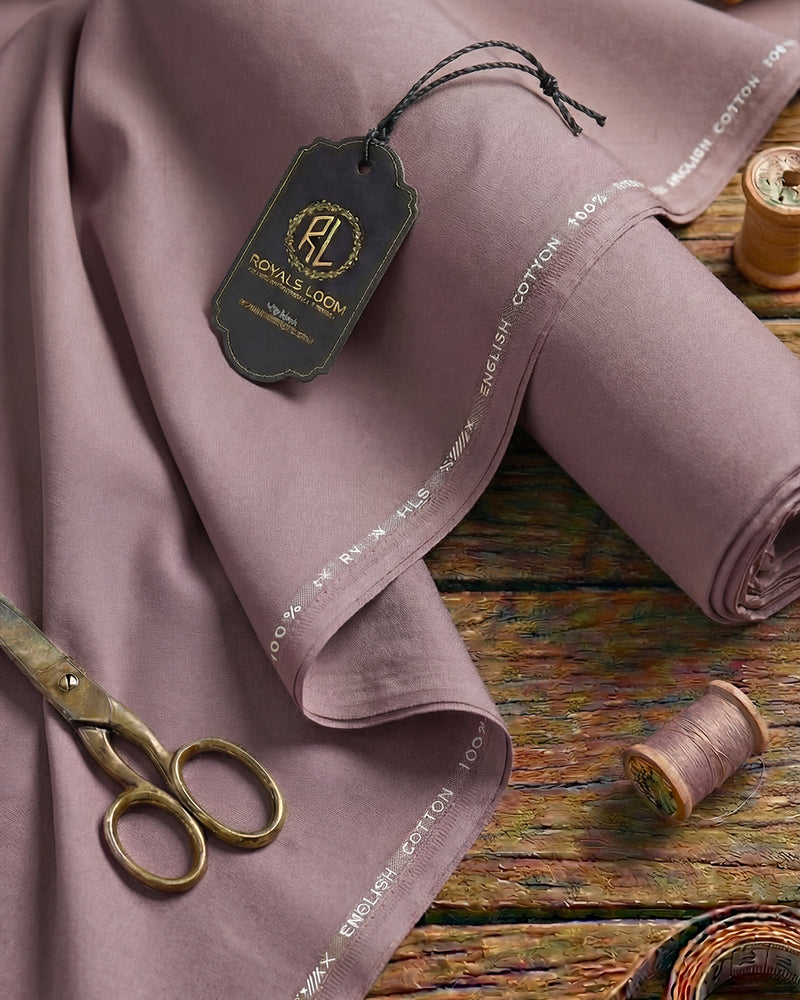 Royals Loom English Cotton Unstitched Suit – Rose Brown