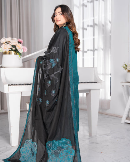 Alif Lawn – Fully Embroidered –  Dark Sea Green