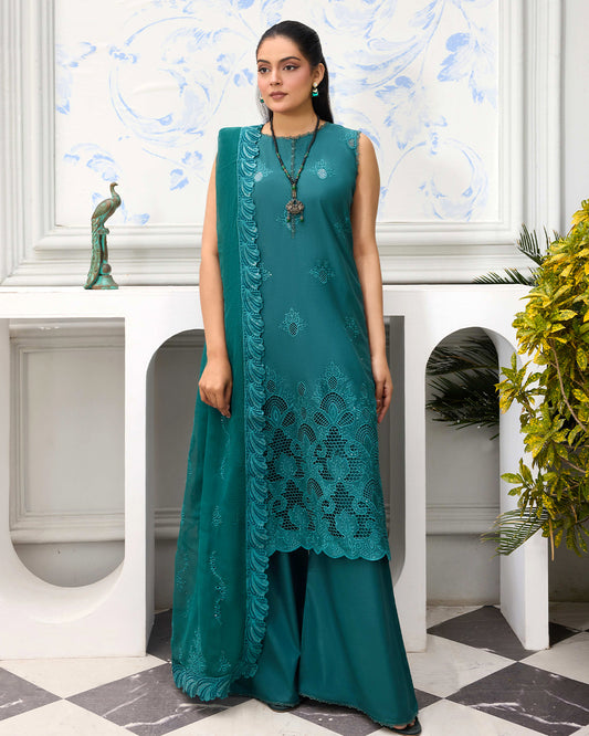 Palwasha Lawn – Fully Embroidered Shirt – Roshan Sea Green