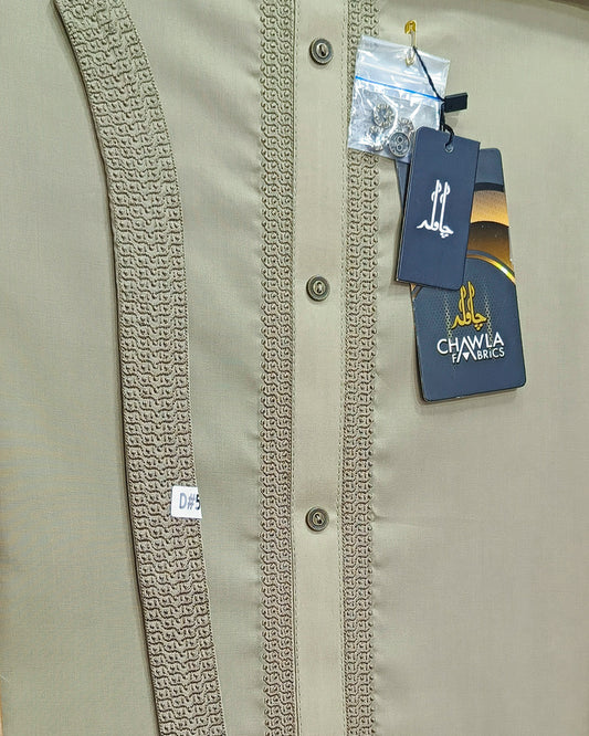 Light Olive Green Cotton Embroidery Gala Ban Unstitched Suite Article 503