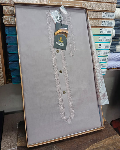 Silver Cotton Embroidery Gala Unstitched Article 404