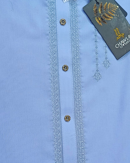 Bright Blue Cotton Embroidery Gala Unstitched Article 404
