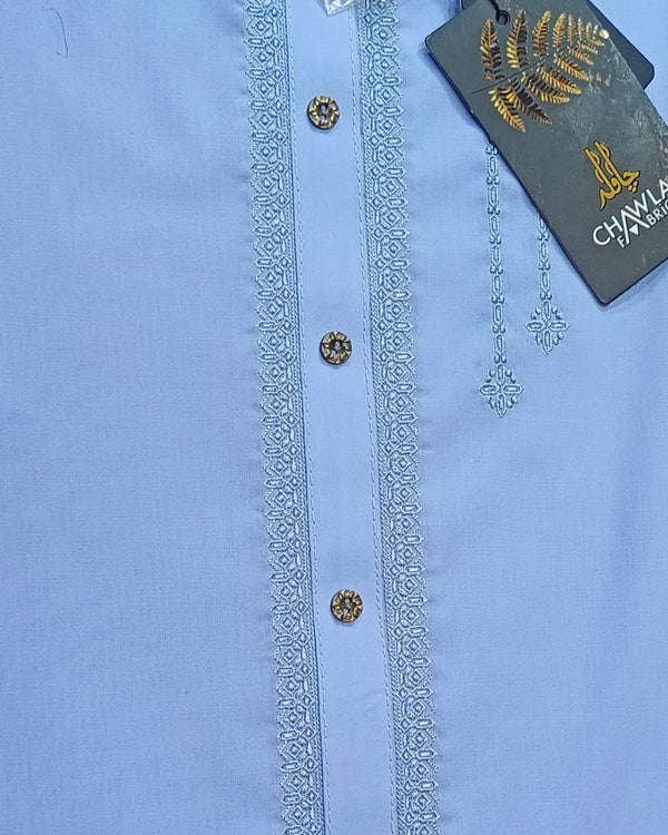 Bright Blue Cotton Embroidery Gala Unstitched Article 404