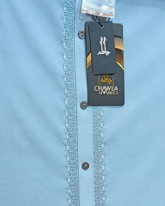 Sky Blue Cotton Embroidery Gala Unstitched Article 408