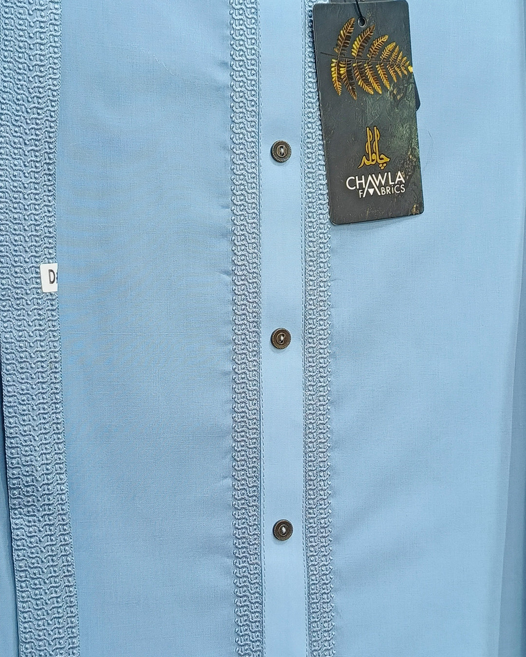 Sky Blue Cotton Embroidery Gala Ban Unstitched Suite Article 503