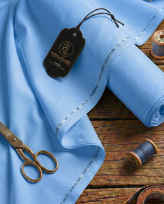 Royals Loom English Cotton Unstitched Suit – Cool Blue