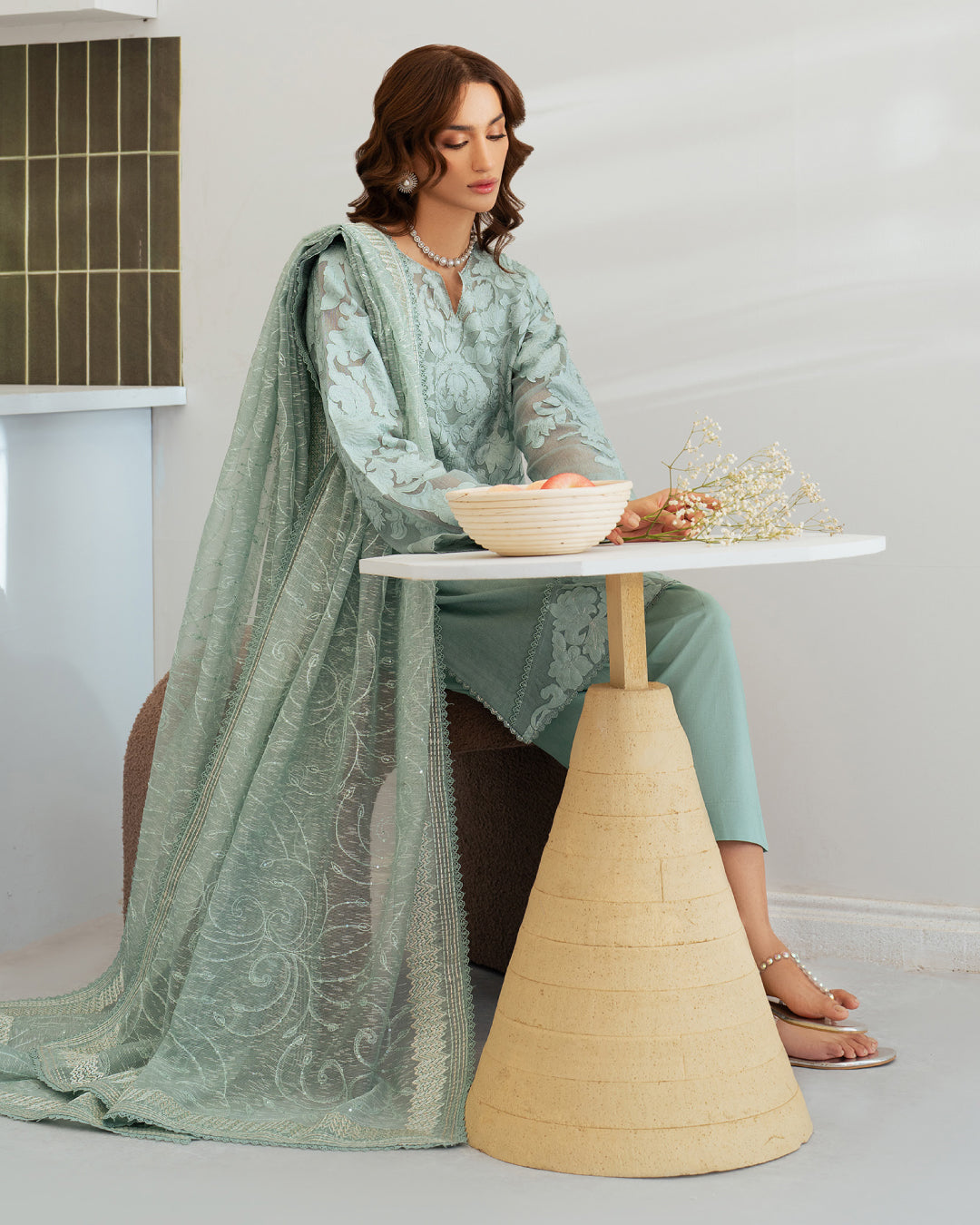 Sera Lawn by Mahnur – SP-03 – Sky Blue | Luxury Embroidered Suit