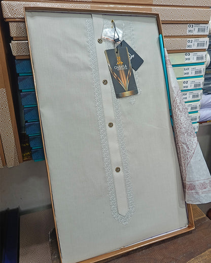 Light Mandi Gray Cotton Embroidery Gala Unstitched Article 404