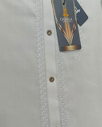 Light Mandi Gray Cotton Embroidery Gala Unstitched Article 404