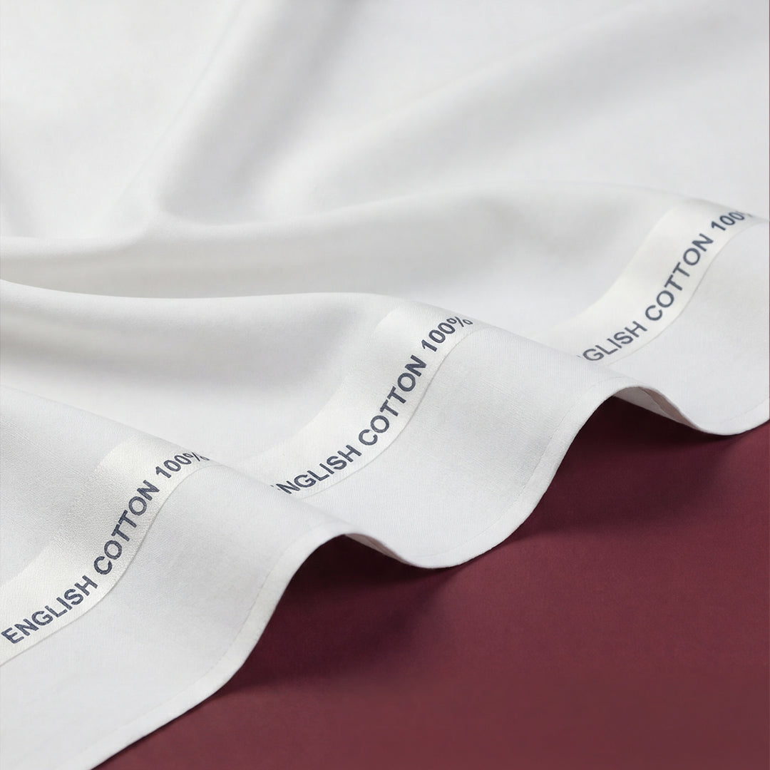 Royals Loom English Cotton Unstitched Suit – White