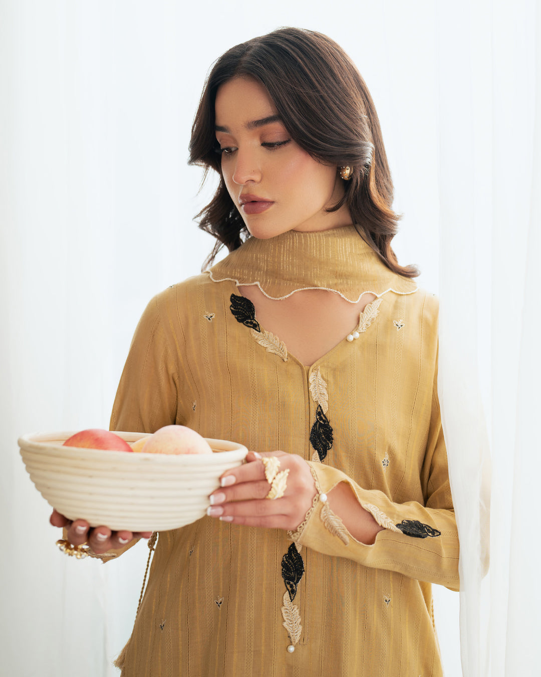 Sera Lawn by Mahnur – SP-04 – Creamish Yellow | Luxury Embroidered Suit