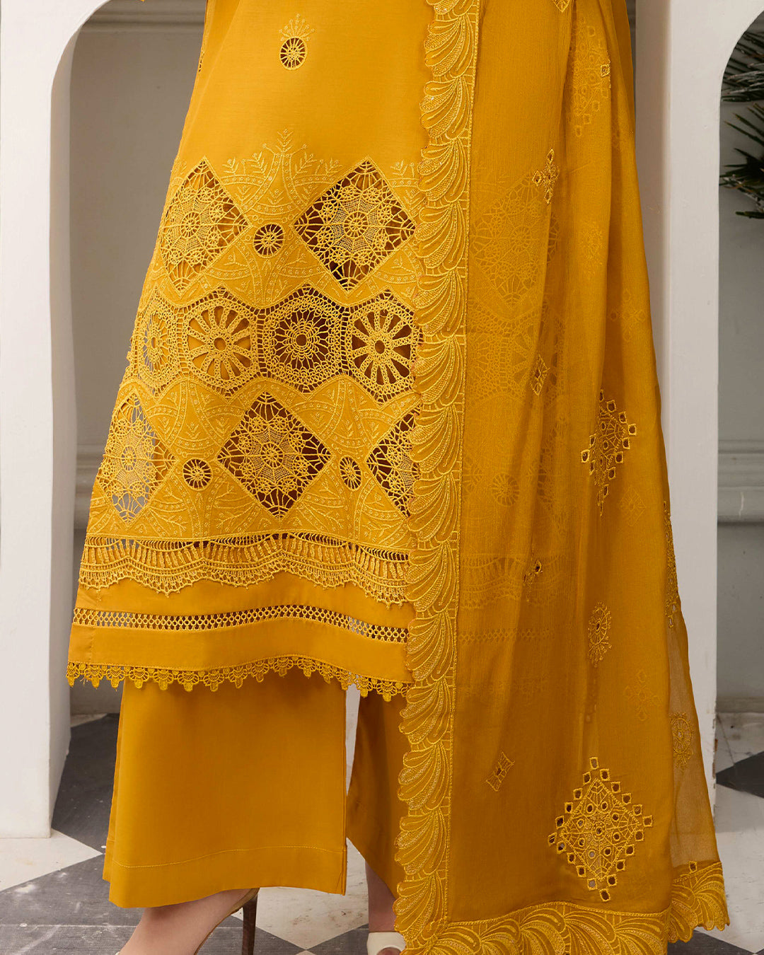 Palwasha Lawn – Fully Embroidered Shirt – Zard Yellow